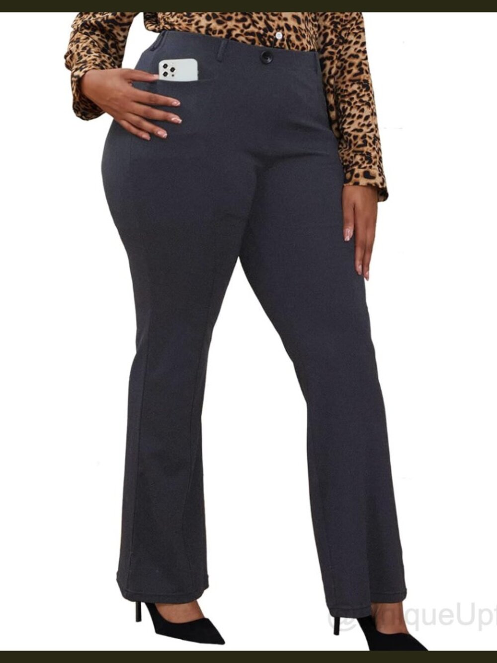 Wrinkle-Free Stretch Dress Pants Plus Size Pull-On Office Pant